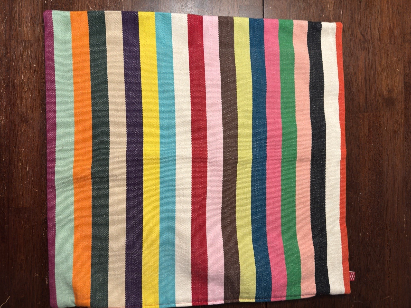 Vintage Multicoloured Striped Block-Printed Cushion Cover by Mira Maya 20” X 20” gallery