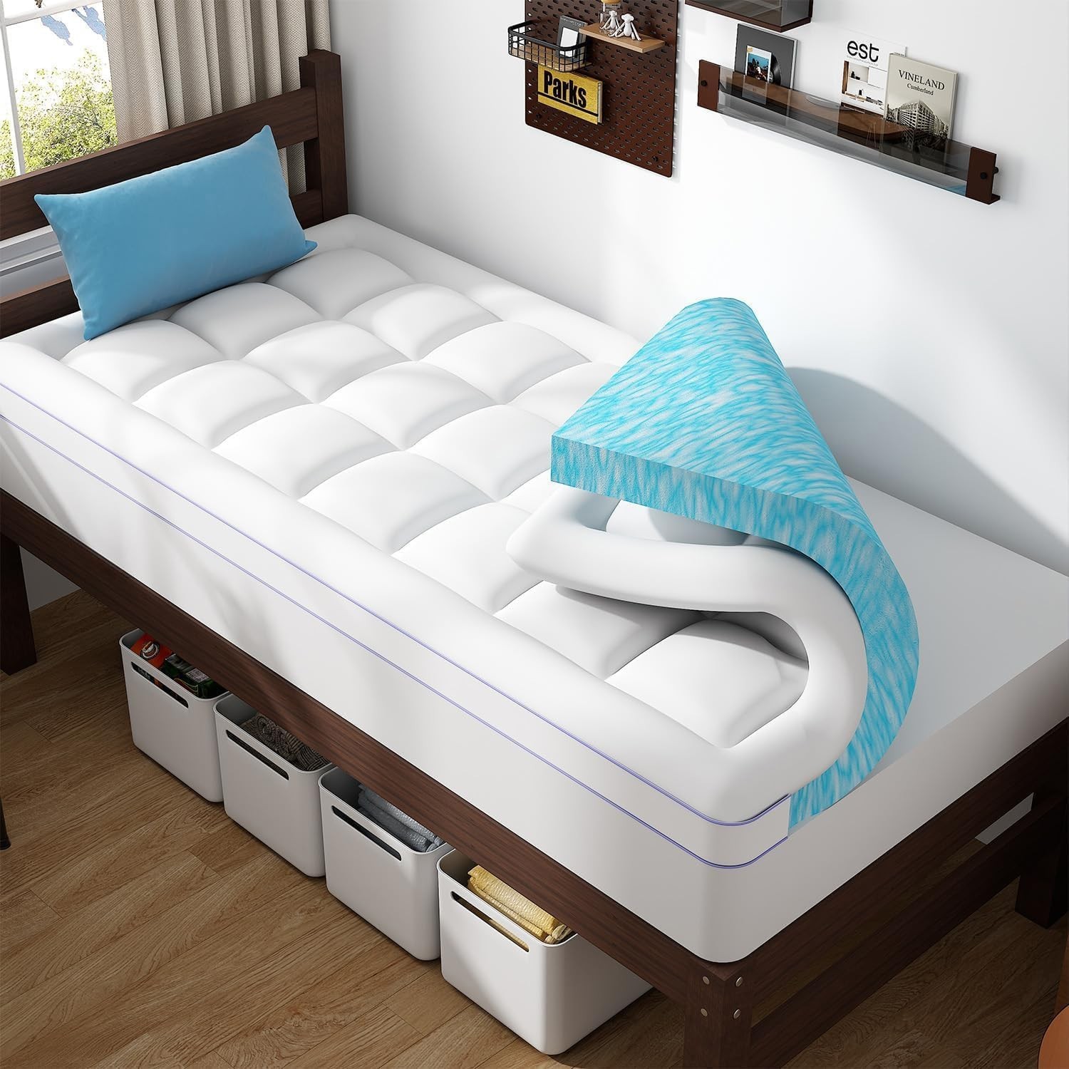 Twin XL Dual Layer 3 Inch Memory Foam Mattress Topper for College Dorm Room E... gallery