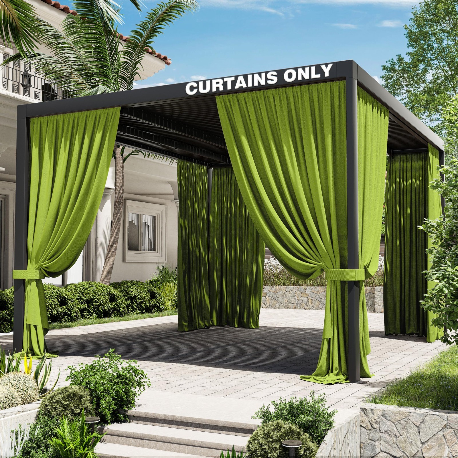 Universal Replacement Privacy Curtains for 12'×14' Gazebo, Waterproof 4-Panels w gallery