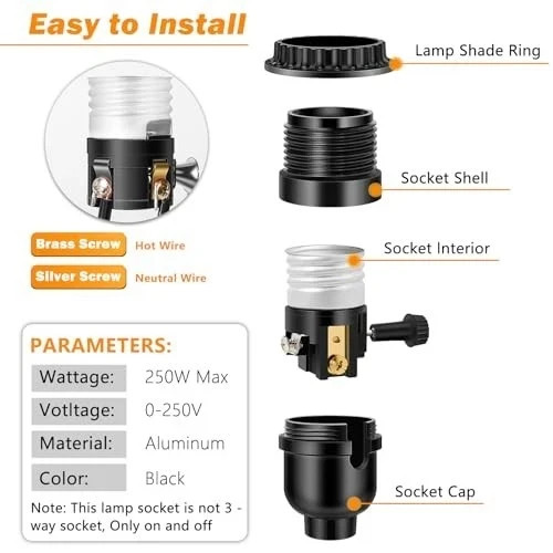 UL Listed E26 Light Socket, Threaded Lamp Socket Replacement with ON/Off Switch gallery