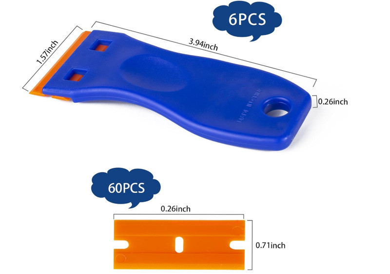 Plastic Razor Blade Scraper Tool, 6 Pcs Razor Scraper with 60 Pcs Plastic Blades gallery