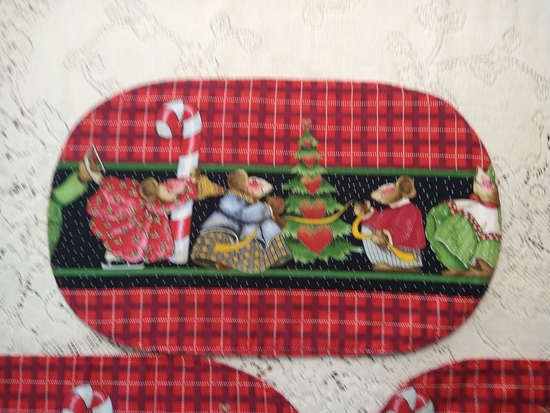 4 Handmade Reversible Quilted Placemats Daisy Kingdom "Celebrate Your Socks Off" gallery