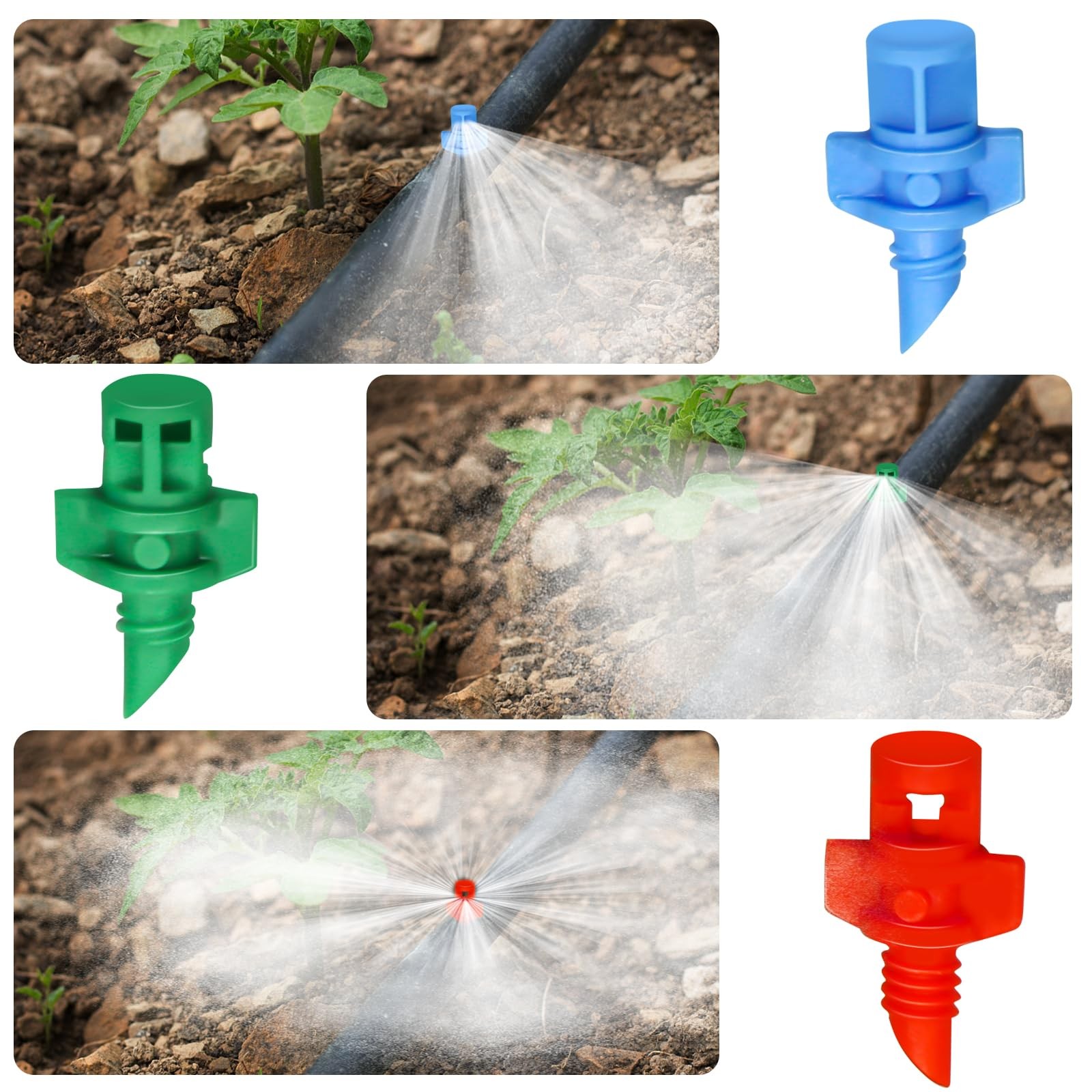 150Pcs Drip Irrigation Emitters, Micro Sprinkler Heads Misting Blue/green/red gallery