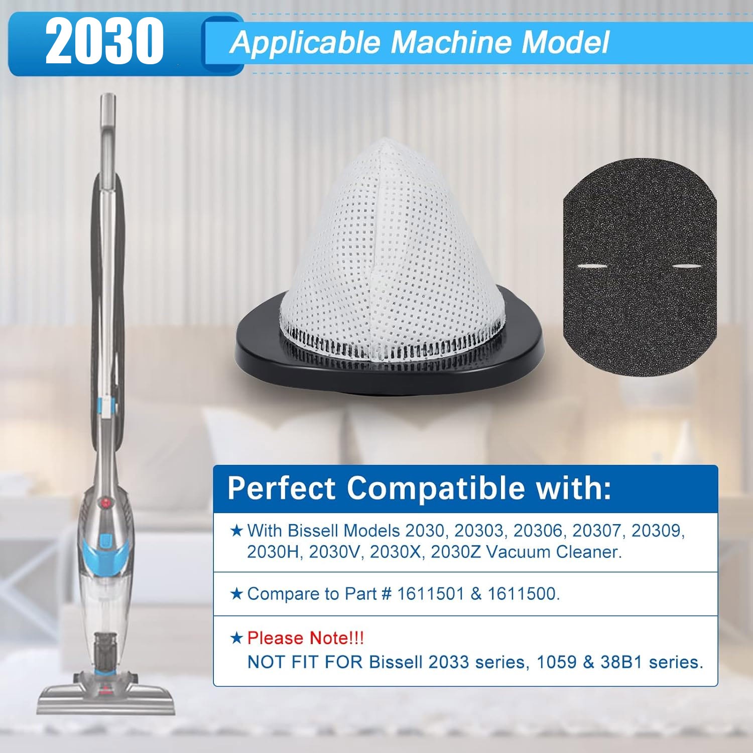 2030 Vacuum Filter and Foam Filter For Bissell Vacuum Cleaner Models 2030 20309 gallery