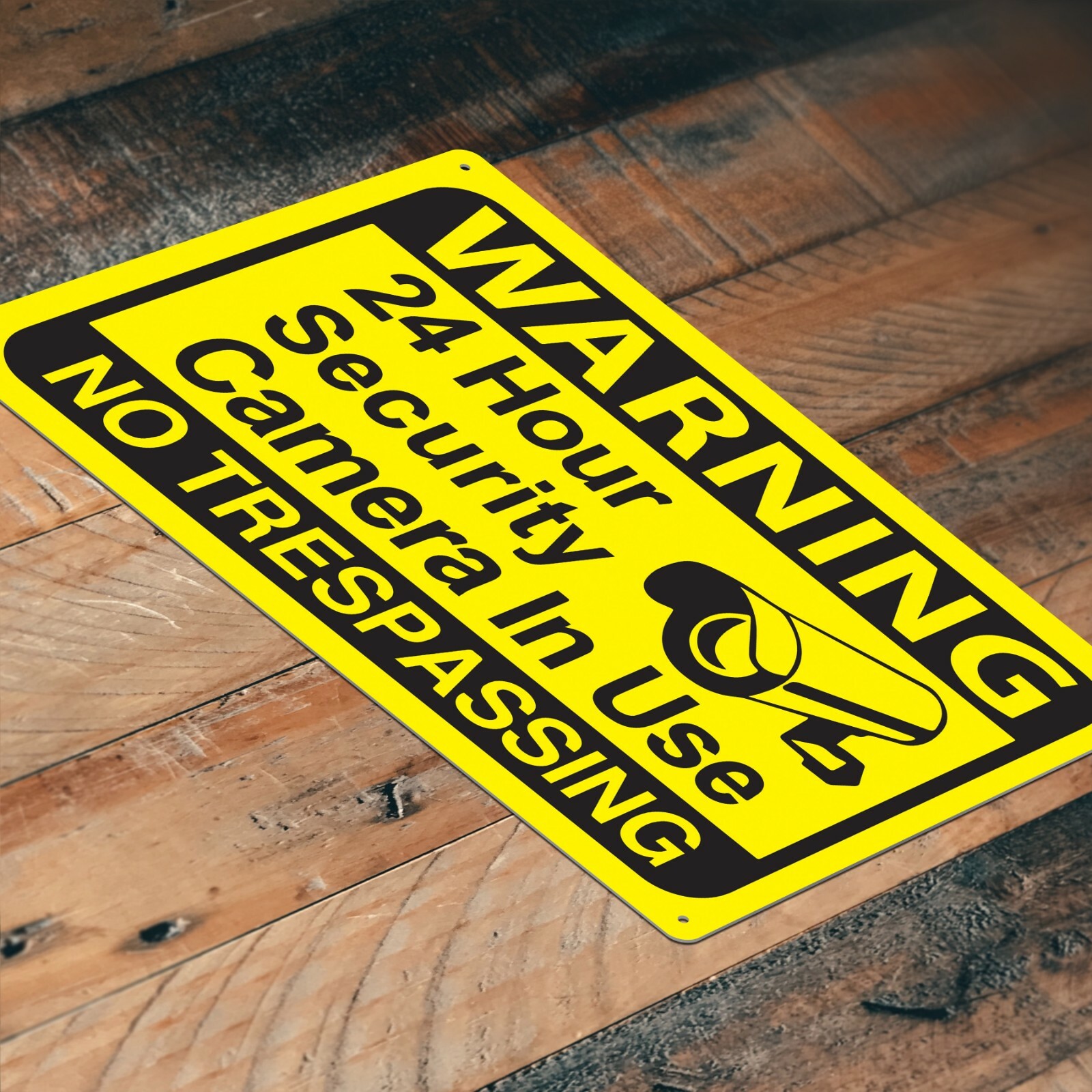 Yellow Warning 24 Hour Video Surveillance No Trespassing Home Security CCTV Sign gallery