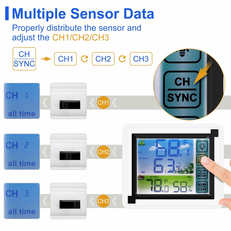 Digital LCD Display Thermometer Wireless Indoor & Outdoor Weather Station 24HRs gallery