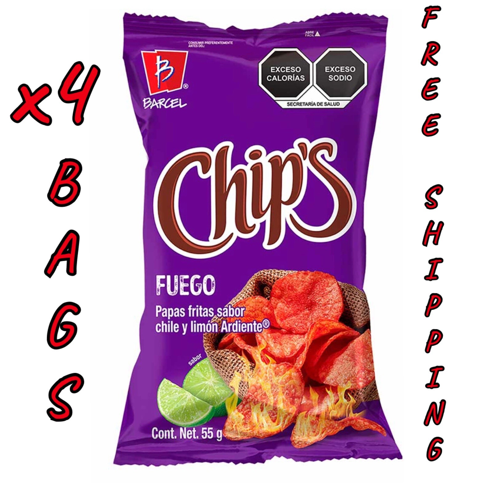 CHIPS FUEGO Mexican chips BARCEL 4 BAGS, (54 G EACH) gallery