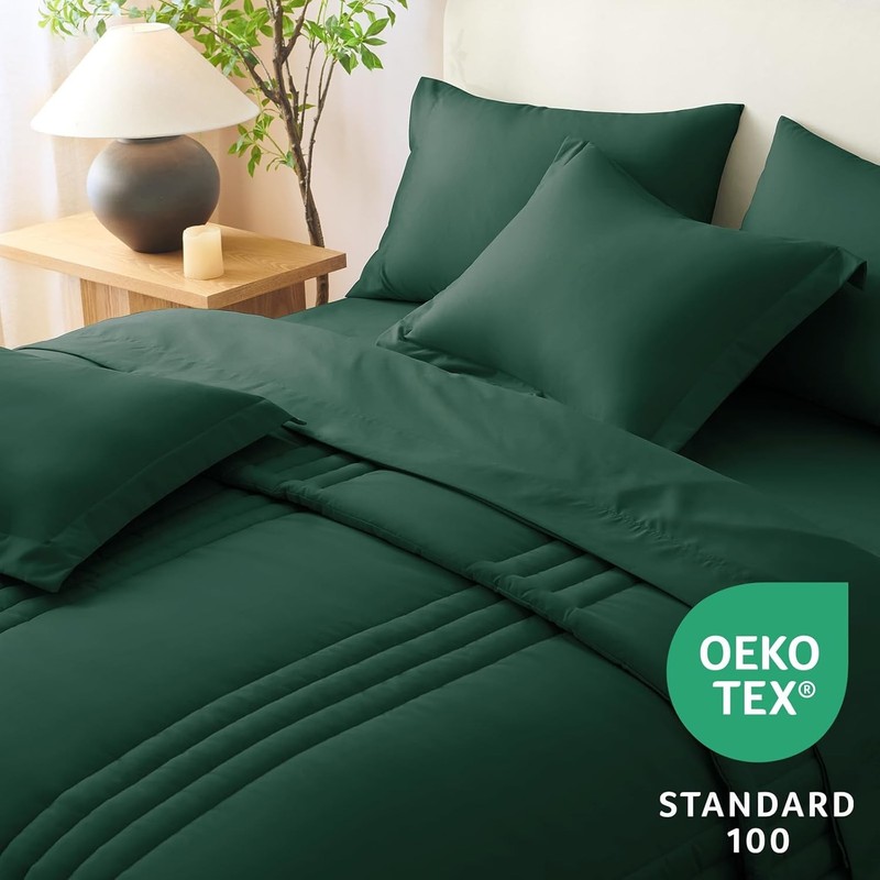 Full Size Comforter Set 7 Pieces Bed in a Bag Emerald Green Comforter Bed Set gallery