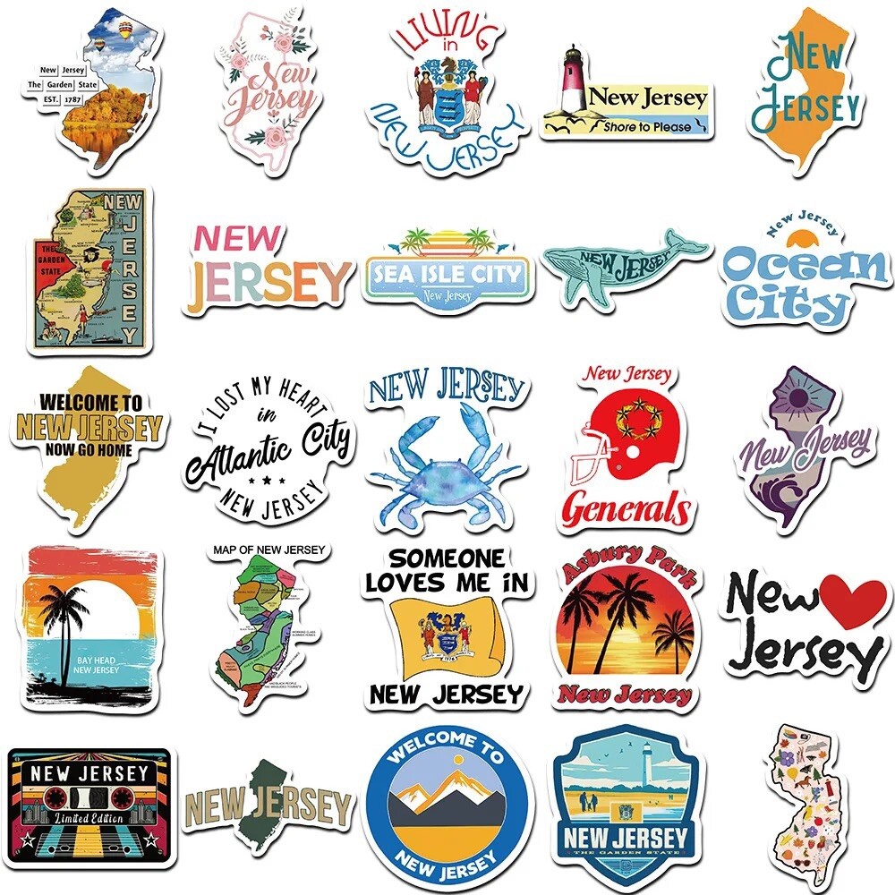 10 Random New Jersey Stickers NJ Garden State Decal Laptop Hydro Free Shipping gallery
