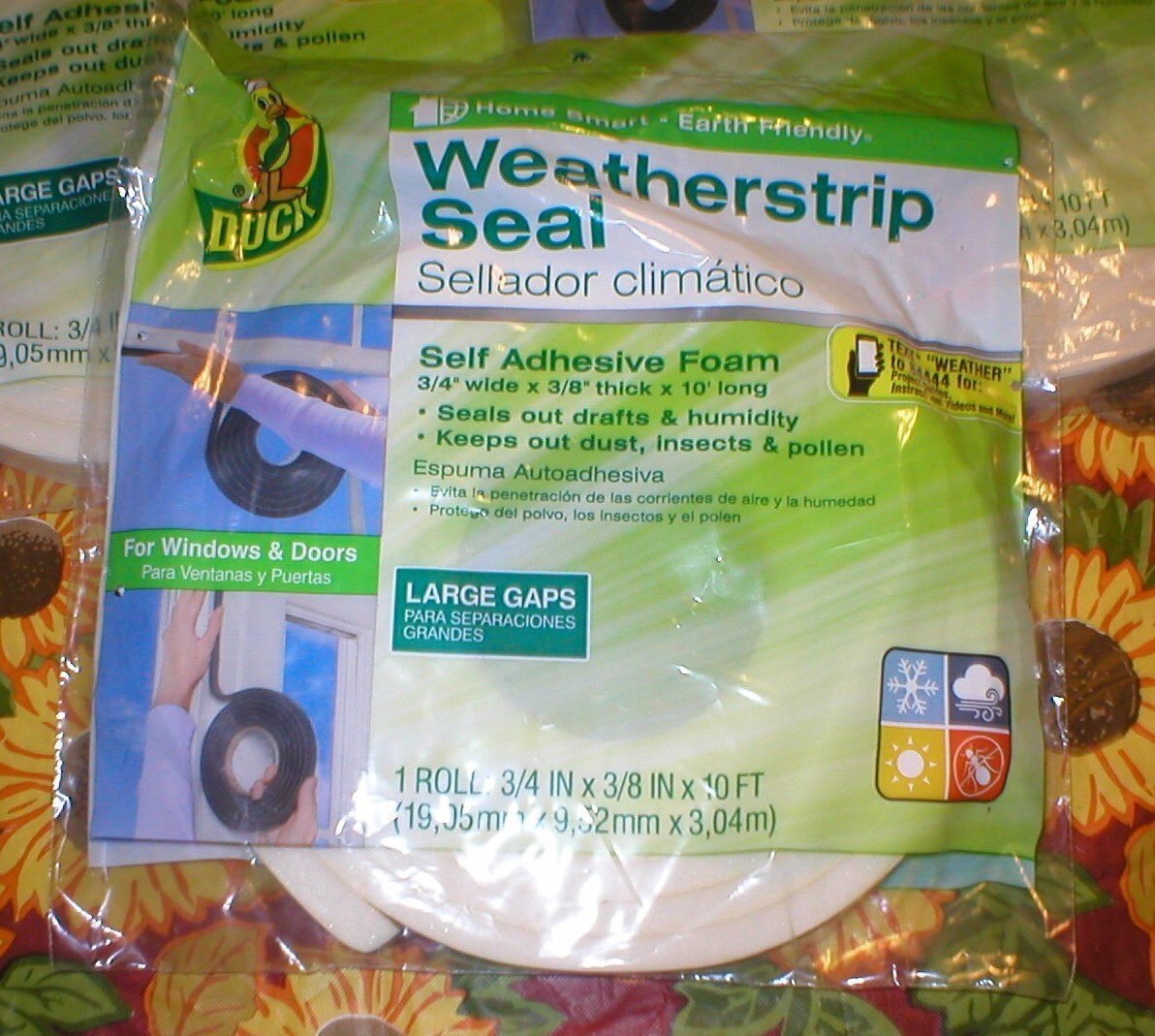 DUCK WEATHERSTRIP SEAL SELF ADHESIVE FOAM 3/4" WIDE X 10 FEET LONG SOLD AS IS gallery