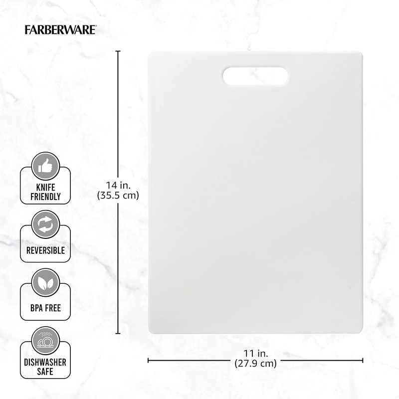 FARBERWARE Large Plastic Cutting Board, Dishwasher-Safe Kitchen Board, 11x14 gallery