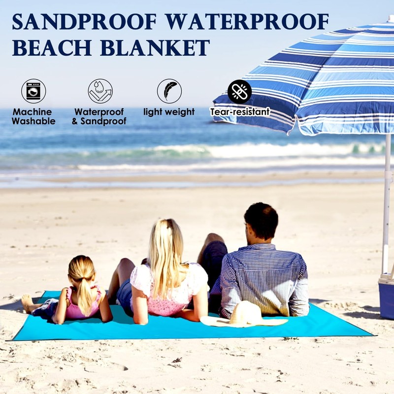 Beach Blanket Sandproof Waterproof Compact Pocket Picnic Blanket Quick-Drying gallery