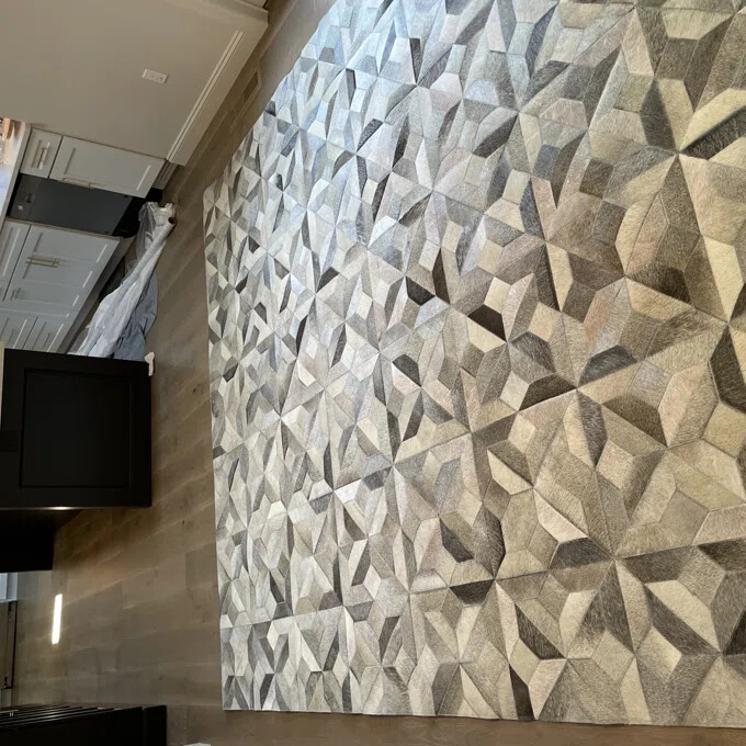 3D Effect Rug Dark tone Grey on Patchwork Handmade Carpet For Home Area gallery
