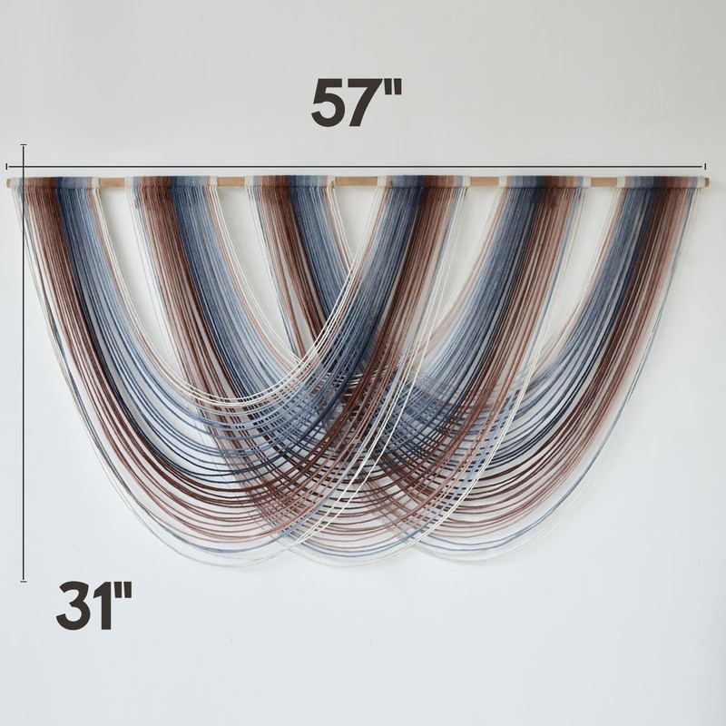 Macrame Wall Hanging Boho Wall Decor Red Blue Gradient Fiber Wall Art Handmad... gallery