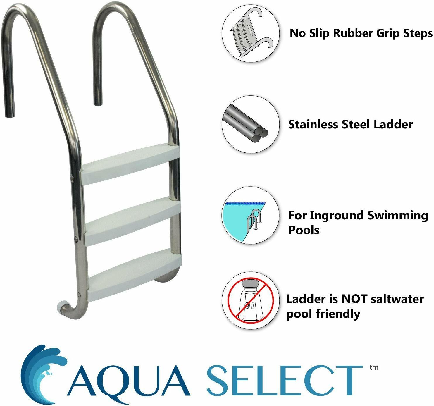 Aqua Select 3-Step Stainless Steel Swimming Pool Ladder For In-Ground Pools gallery
