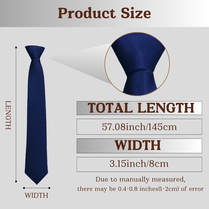 Men'S Ties Classic Solid Pure Color 3.15" (8CM) Mens Necktie, Premium Formal Bla gallery