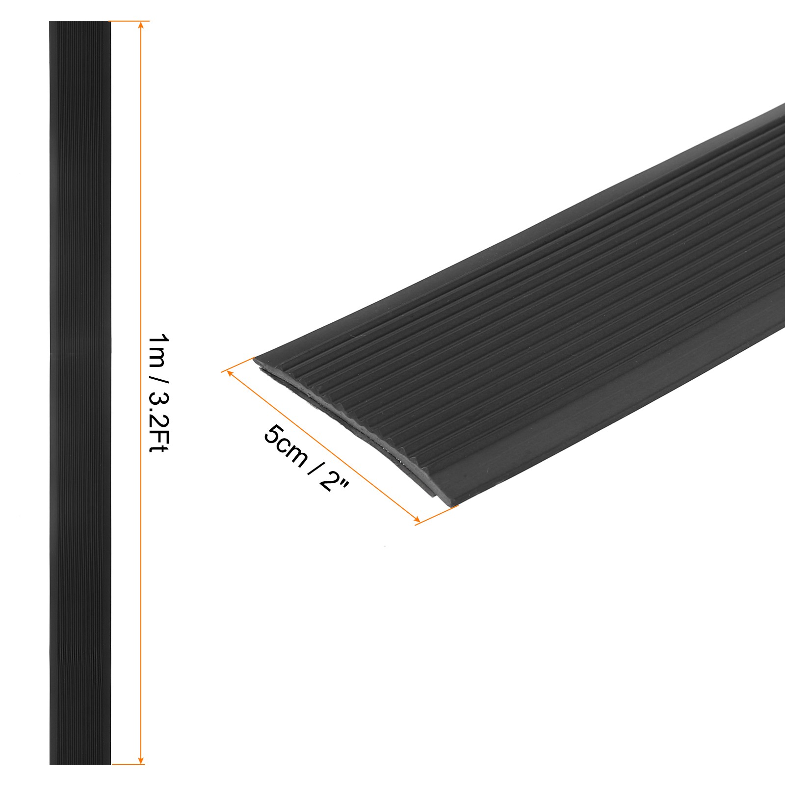 3.2Ft Stair Nosing, 5cm PVC Self Adhesive Step Edges Protector, Black gallery
