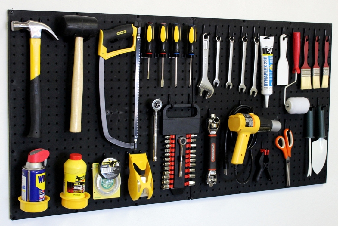 Black Pegboard Kit Wall Storage - Workbench Organizer Peg Board Shop Tools gallery