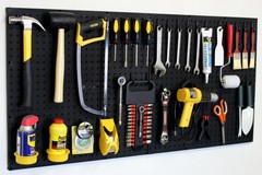Black Pegboard Kit Wall Storage – Workbench Organizer Peg Board Shop Tools
