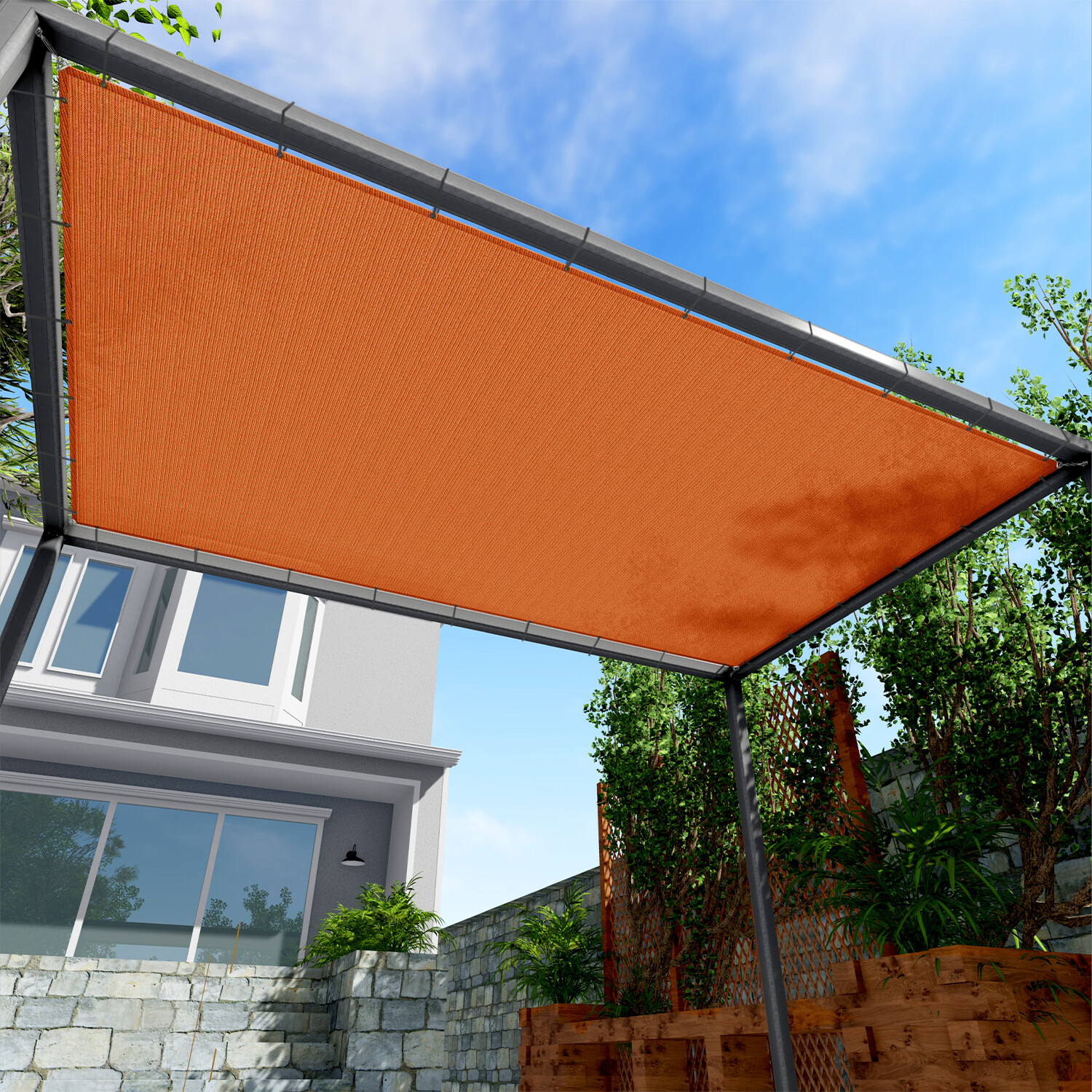 16FT Outdoor Straight Edge Sun Shade Sail Breathable UV Blocker Patio Pool Cover gallery