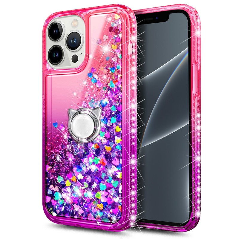 For iPhone 12/Mini/11/Pro Max Case Bling Liquid Glitter Cover + Tempered Glass gallery