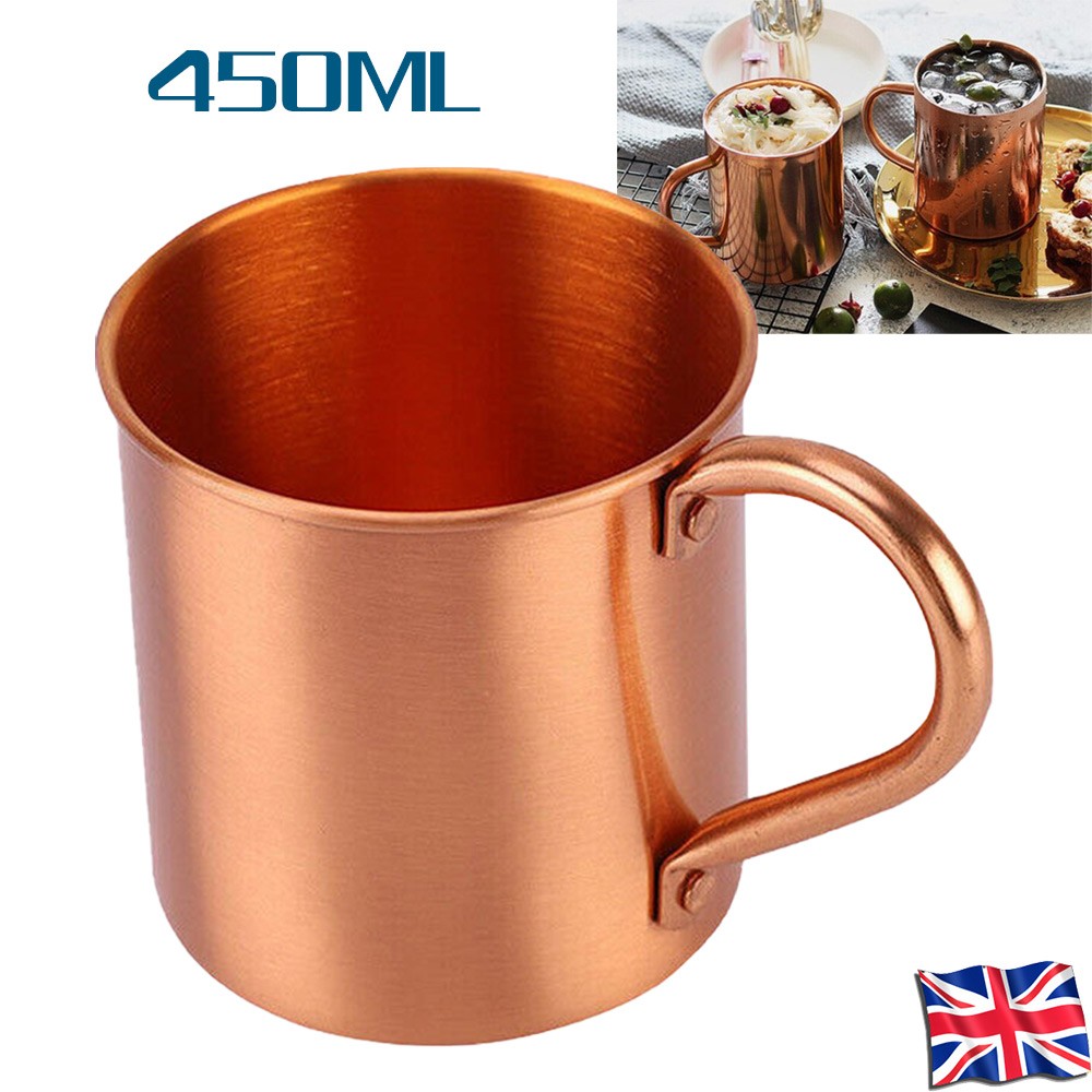 Pure Copper Mug Cup For Moscow Mule Coffee Beer Drinking Cocktail Camping 450ML gallery