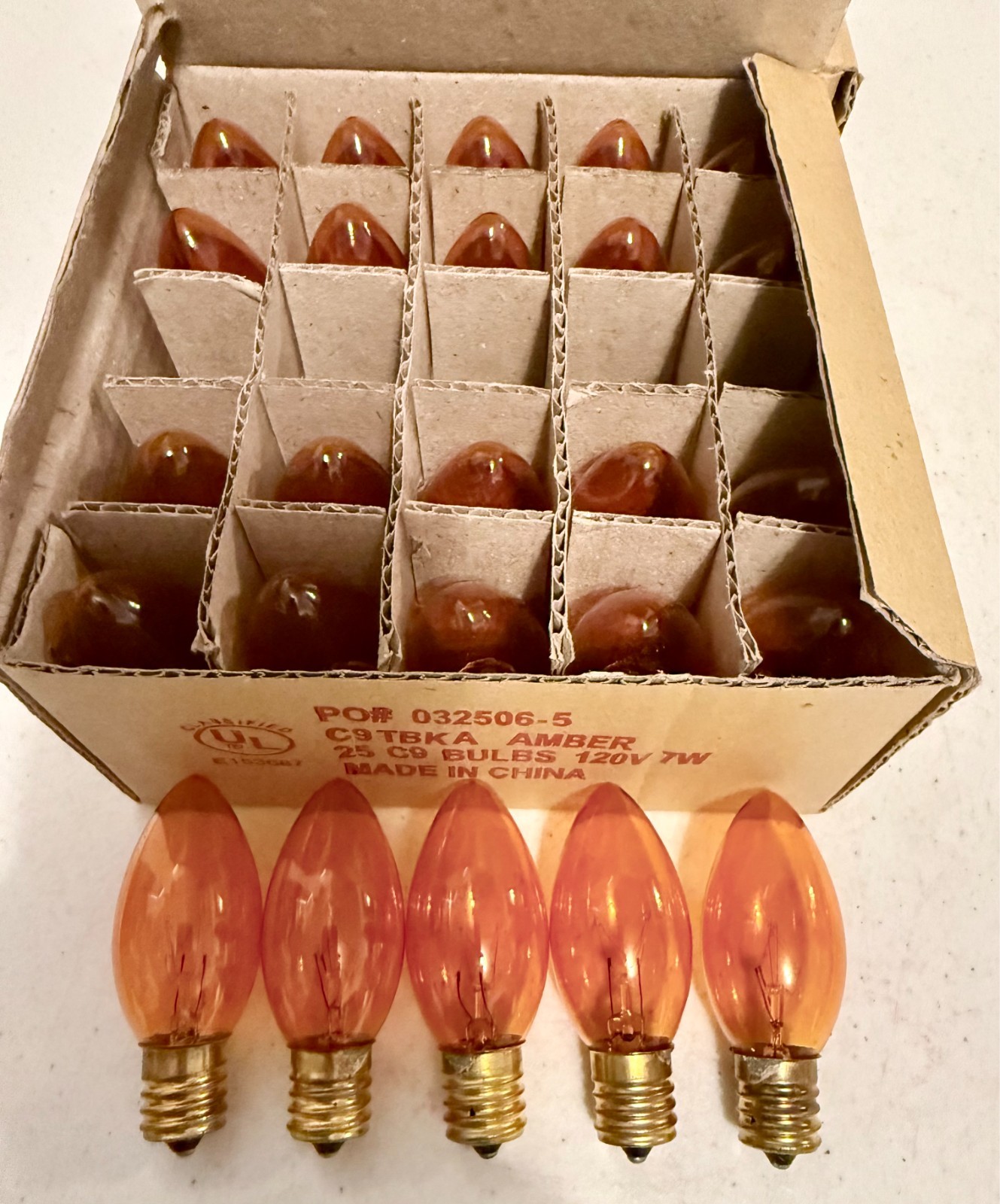 25-C9-TBKA "AMBER" Light Bulb 120V 7W. MODEL# E153687 NEW gallery