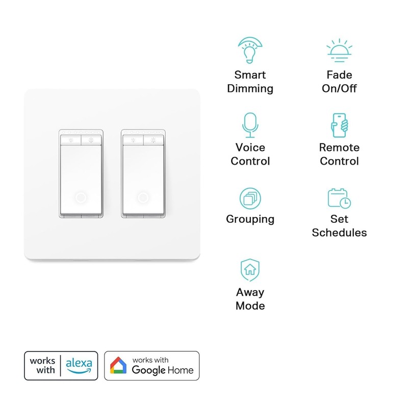 Smart 2-Gang Dimmer Switch for Adjustable Lighting & Easy Setup, No Hub Required gallery