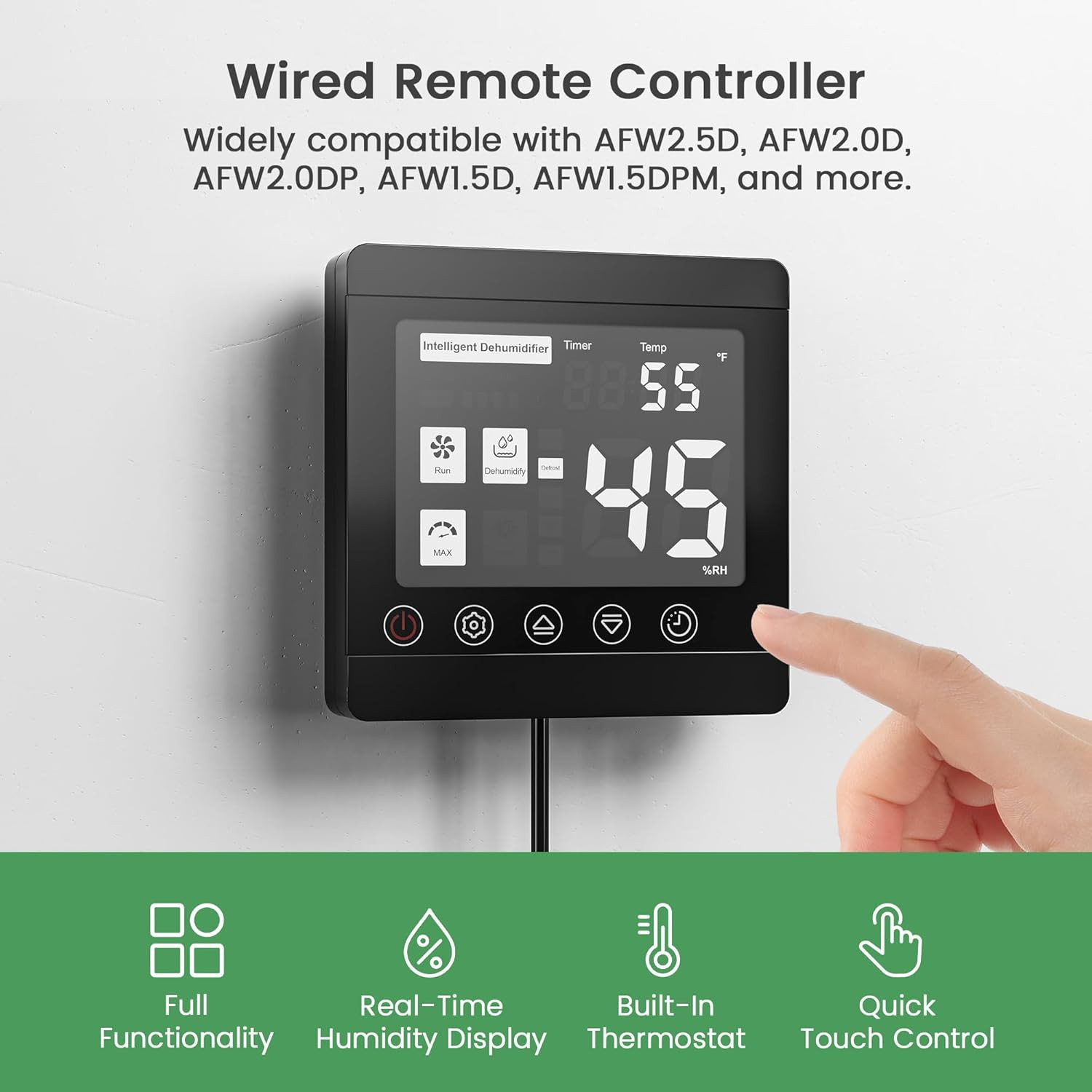 AFW Dehumidifier Remote Control - Digital Humidity & Temp, 32.8Ft Cable gallery