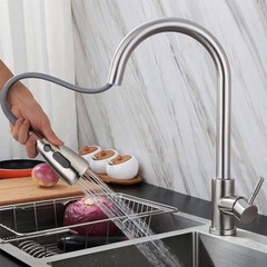 Sensor Touch on Kitchen Sink Faucet Pull Down Spray Swivel Deck Mount Mixer Tap