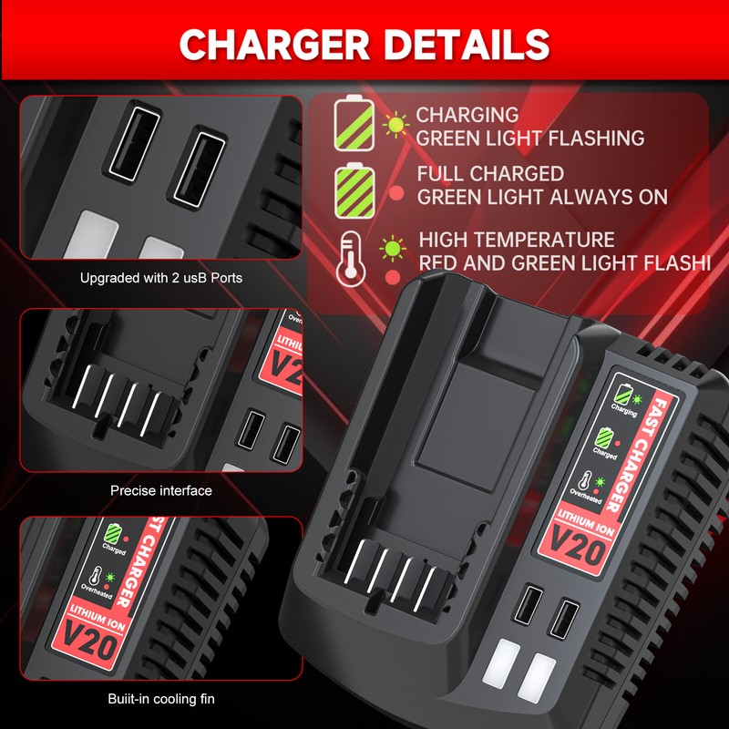 For Craftsman V20 20 Volt MAX Lithium Battery / Charger CMCB204 CMCB202 CMCB206 gallery