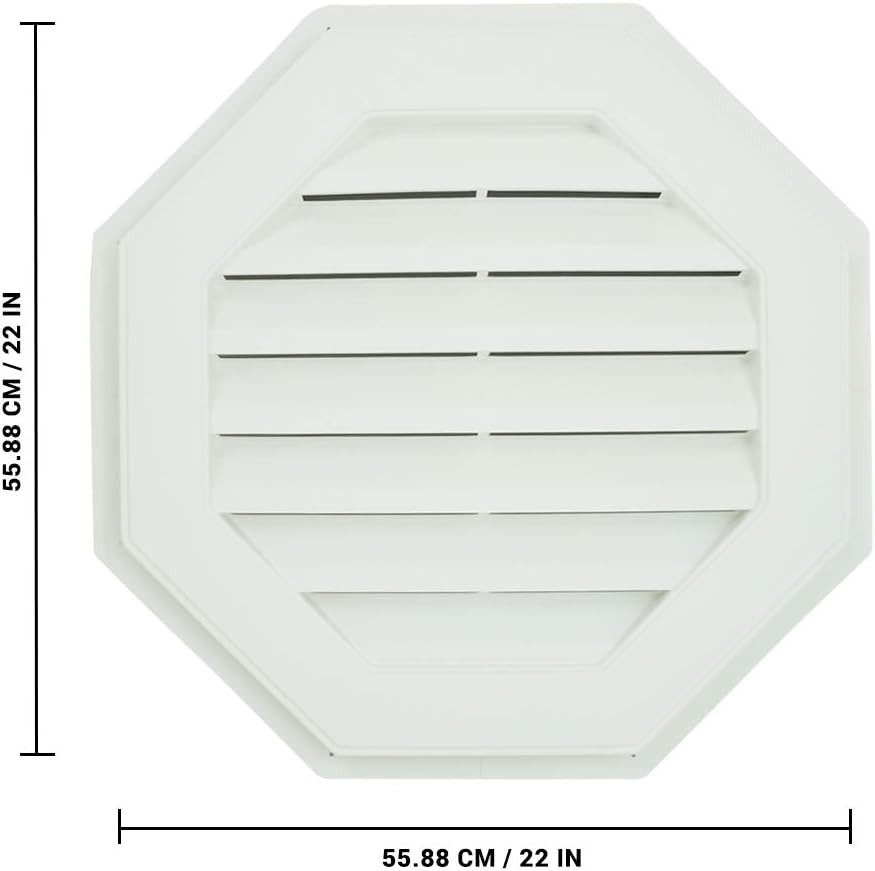 22" Octagon Functional Gable Vent with Screen - 2 Piece Construction - White gallery