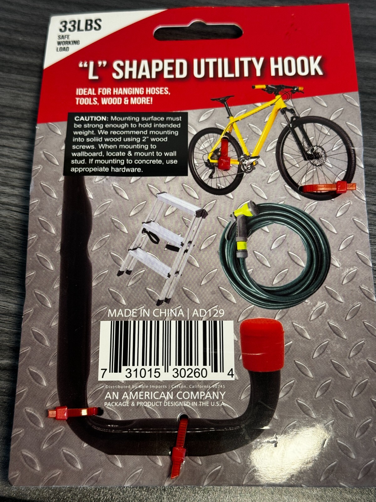Heavy Duty "L" Shaped Utility Hook 33 Lbs Load 2 Pk gallery