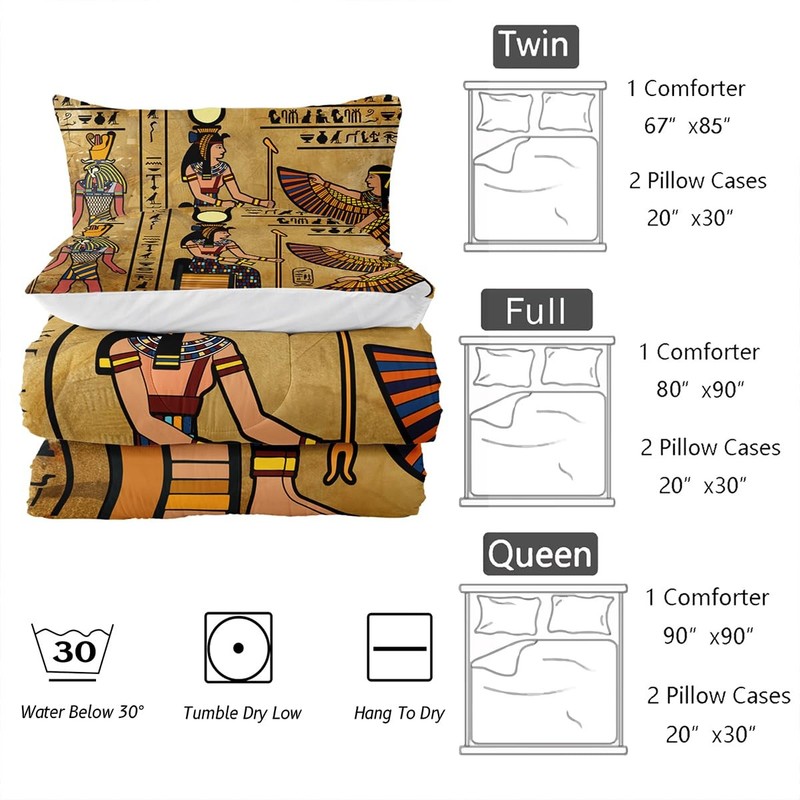 Nttopship Ancient Egypt Comforter Bedding Set 2 Pillowcase Queen Size Pharaoh gallery