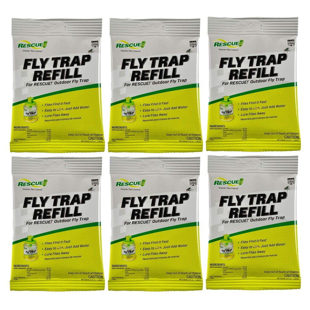 RESCUE Reusable Fly Trap Refill – Outdoor Use - 6 Pack