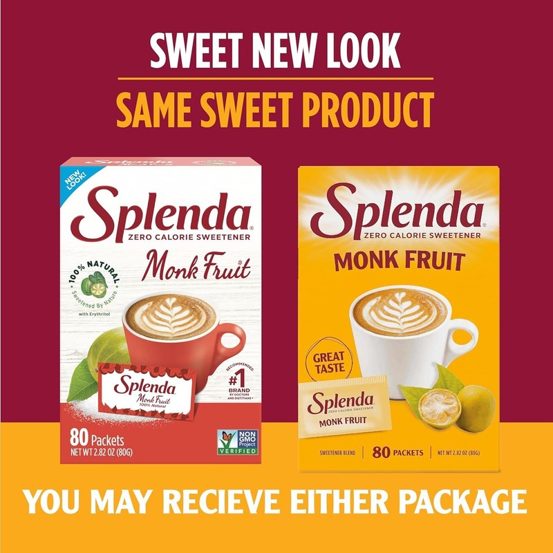 SPLENDA Monk Fruit Zero Calorie Plant Based Sweetener Substitute, (80 Count) gallery