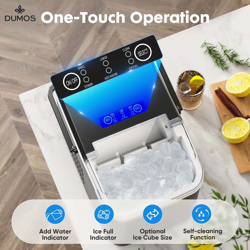 Mini Portable Ice Maker with Handle,Self-Cleaning,26lbs/24hrs,9 Cubes in 6 Mins gallery