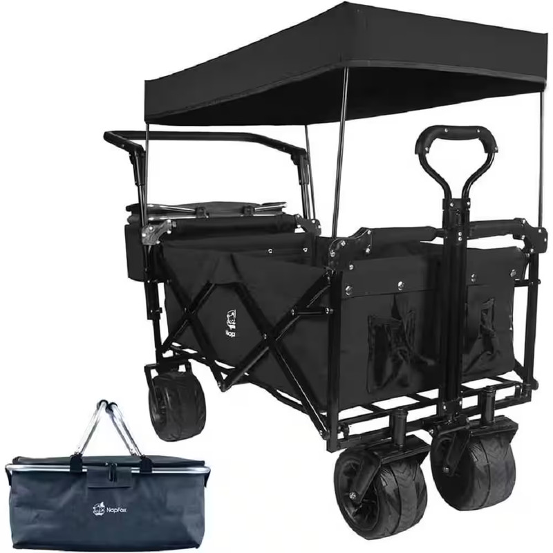 Collapsible Wagon 140L Wagons Carts Foldable with Removable Canopy Folding Wagon gallery