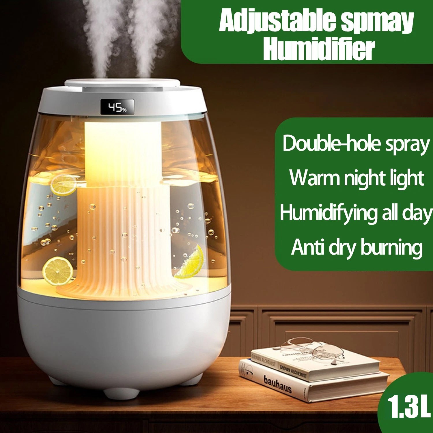 1300ml Humidifiers for Bedroom Large Room Office Cool Mist Air Humidifier Indoor gallery