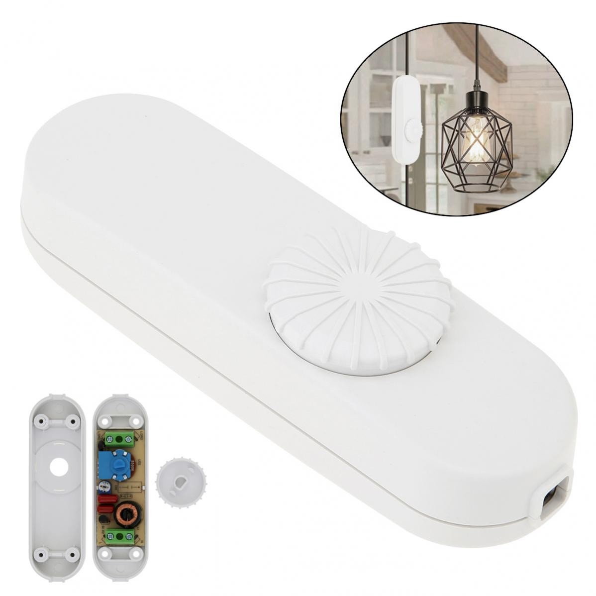 Inline Lamp Switch, Full Range Rotary Dimmer, Cord Switch Replacement 110V White gallery