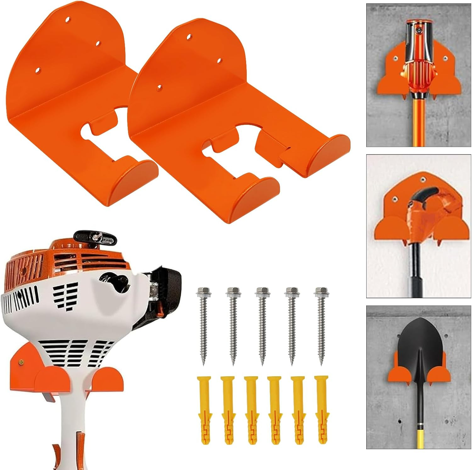 2 Pack Garage Organizer Wall Hanger – Heavy Duty Trimmer Rack for Weed Eater, We gallery