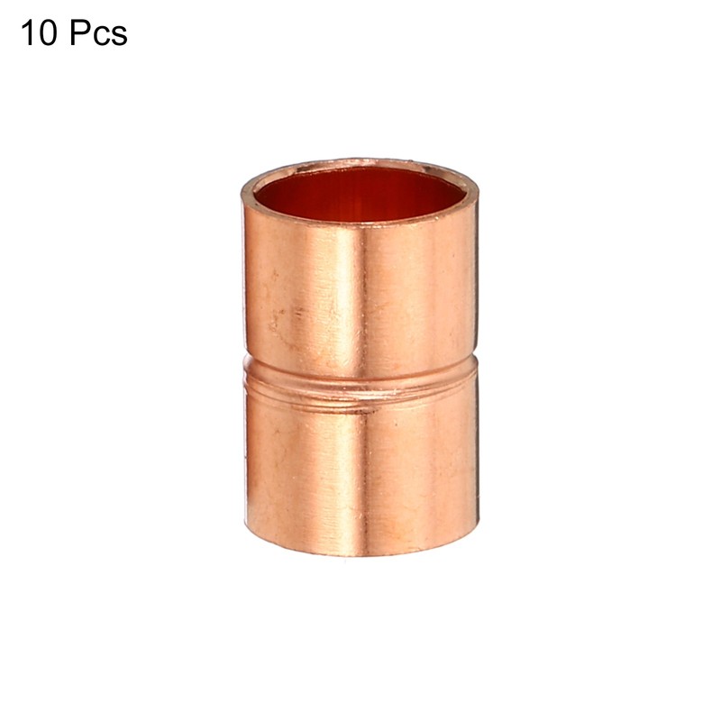 10Pack 3/8" ID Straight Copper Coupling Sweat End Welding Joint Pipe Fitting gallery