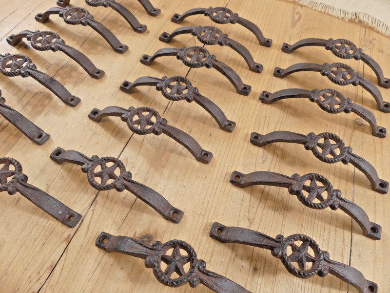 20 Cast Iron RUSTIC Drawer Pulls Handle Texas Star Fancy Western Cowboy Cabinet gallery