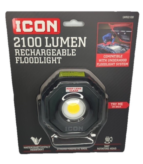 ICON 2100 Lumen LED Compact Magnetic Rechargeable Floodlight Under Hood LWR2100 gallery