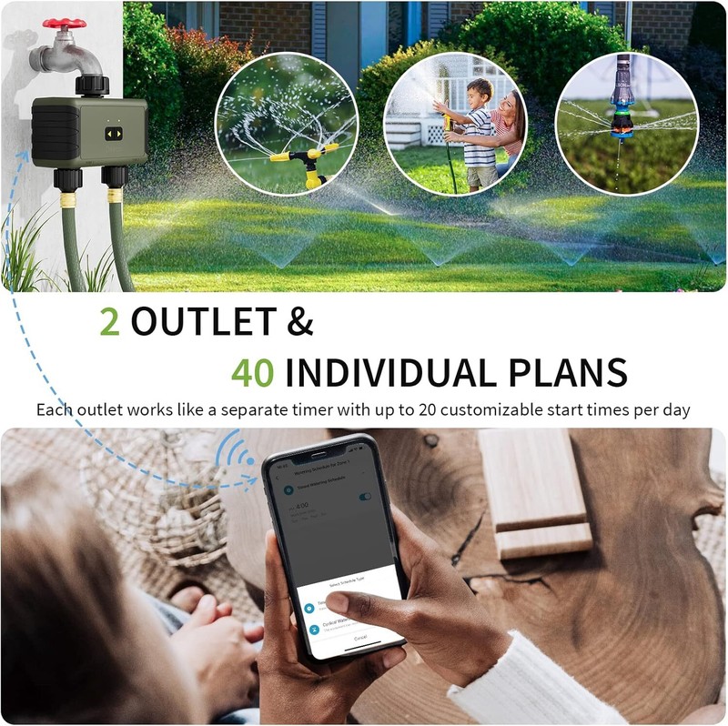 Sprinkler Timer 2Zone Bluetooth Water Timer for Garden Hose Outdoor Programmable gallery