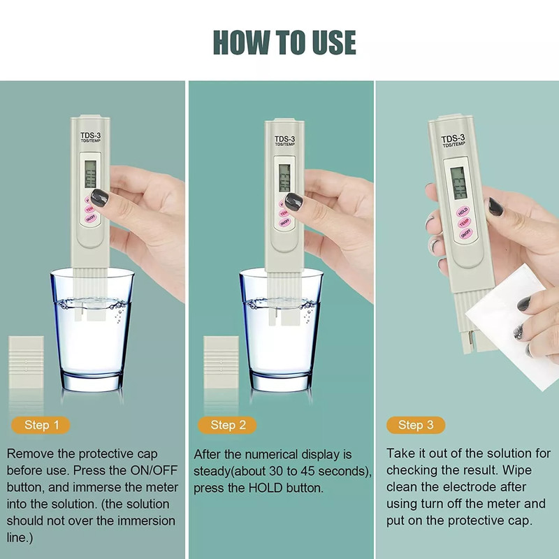 Handheld Water Quality Hardness Purity Digital LCD Meter 0-9990 PPM TDS TDS-3 gallery