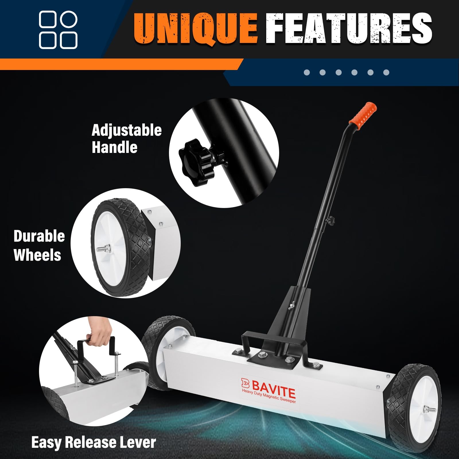Magnetic Sweeper 55lbs 36 Inch Heavy Duty Telescopic Rolling Broom Adjustable gallery