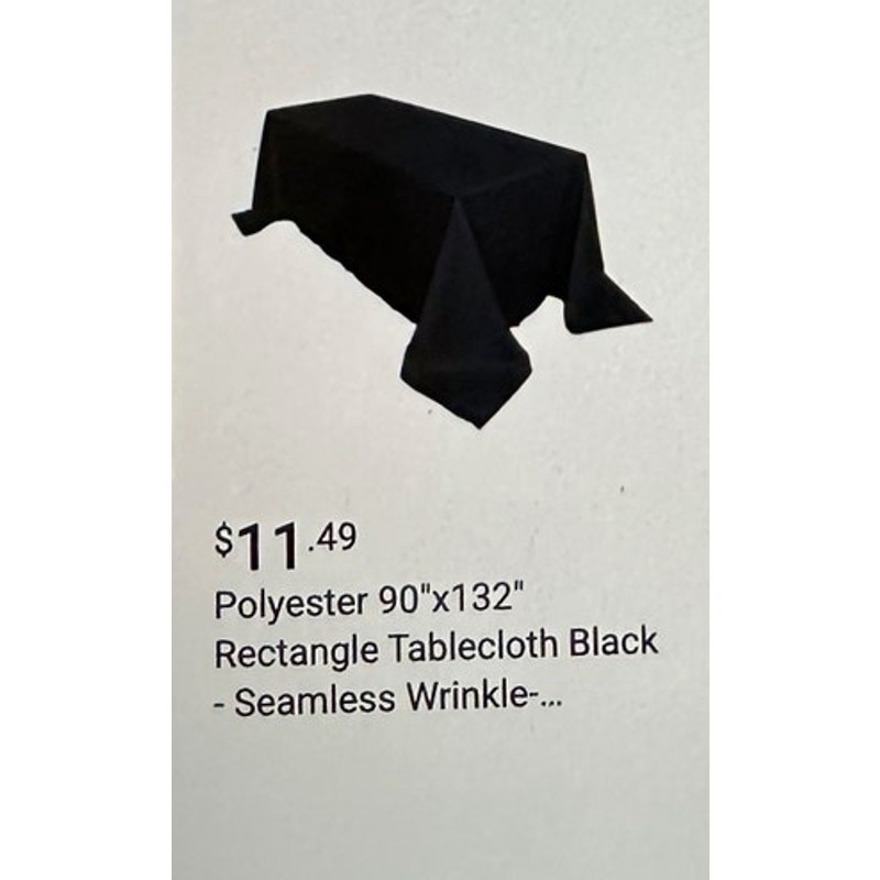 NWT - 2 Large Black Polyester Tableclothes - 90 x 132 & 72 x120 gallery