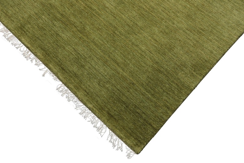 Multi Size Hand Knotted 100% Wool Plain Solid Minimalist Modern Area Rug Green gallery
