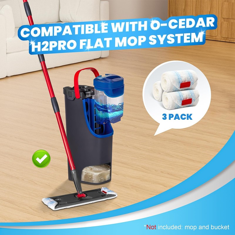 3 Pack Mop Pads for O-Cedar H2prO Flat Mop System, Machine Washable Microfibe... gallery